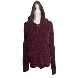 SO Juniors Knitted Burgundy Long Sleeve Pullover Hoodie